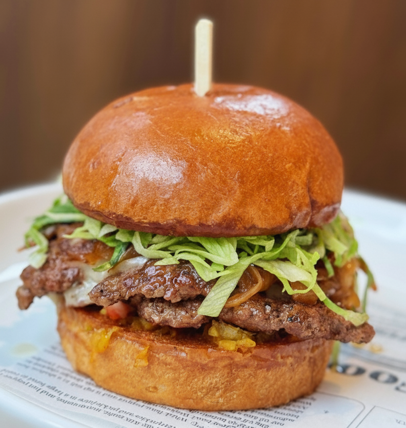 close up shot of the solette smash burger